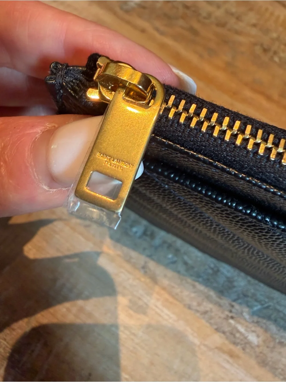 Saint Laurent Black Quilted Leather Zip Card Pouch with Gold YSL Emblem